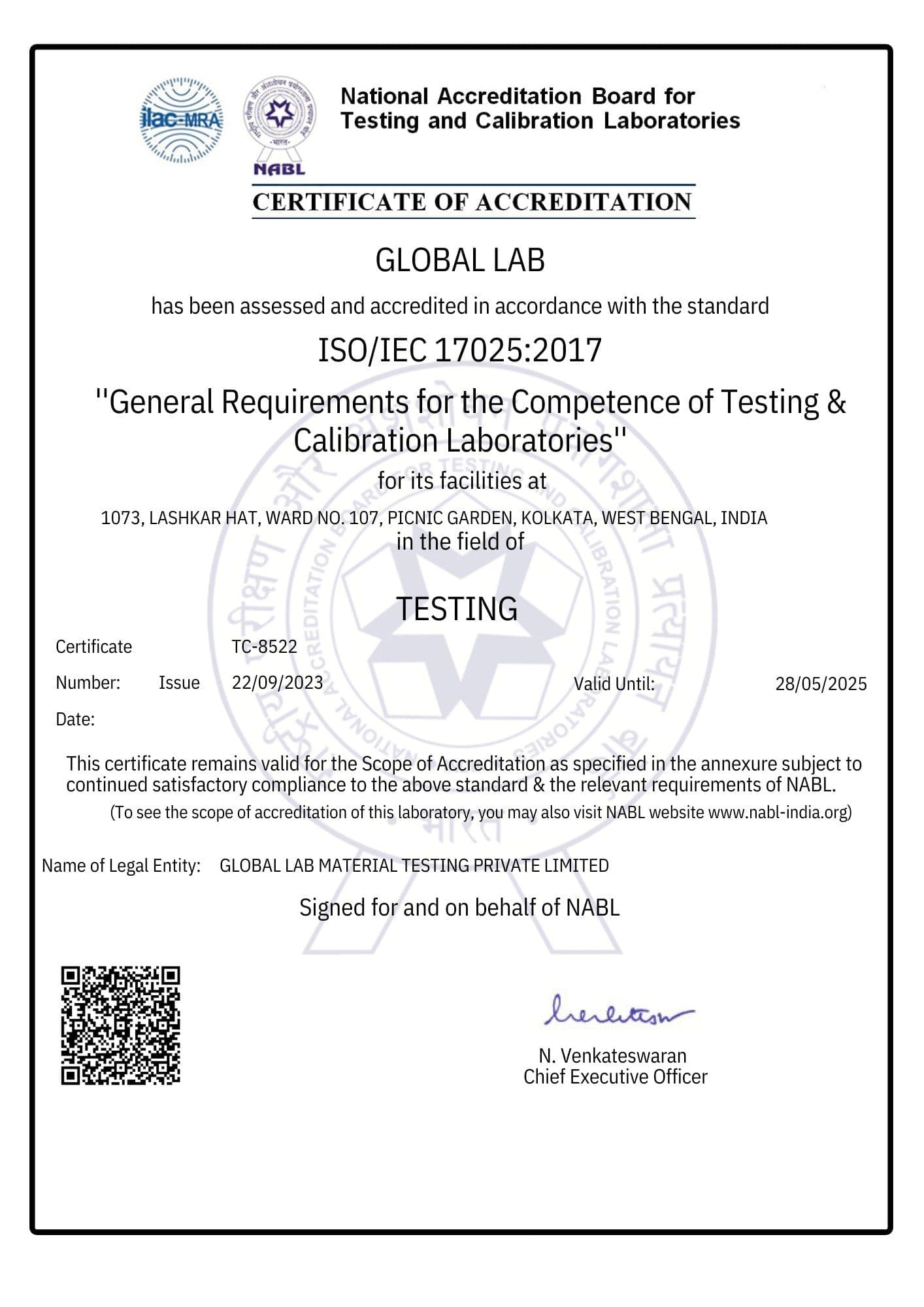 Kolkata Lab Testing