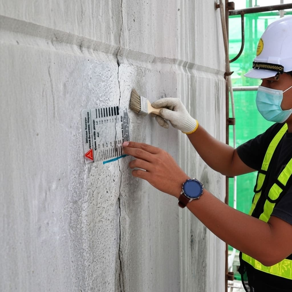 Vibrating Wire Crack Meter Installed